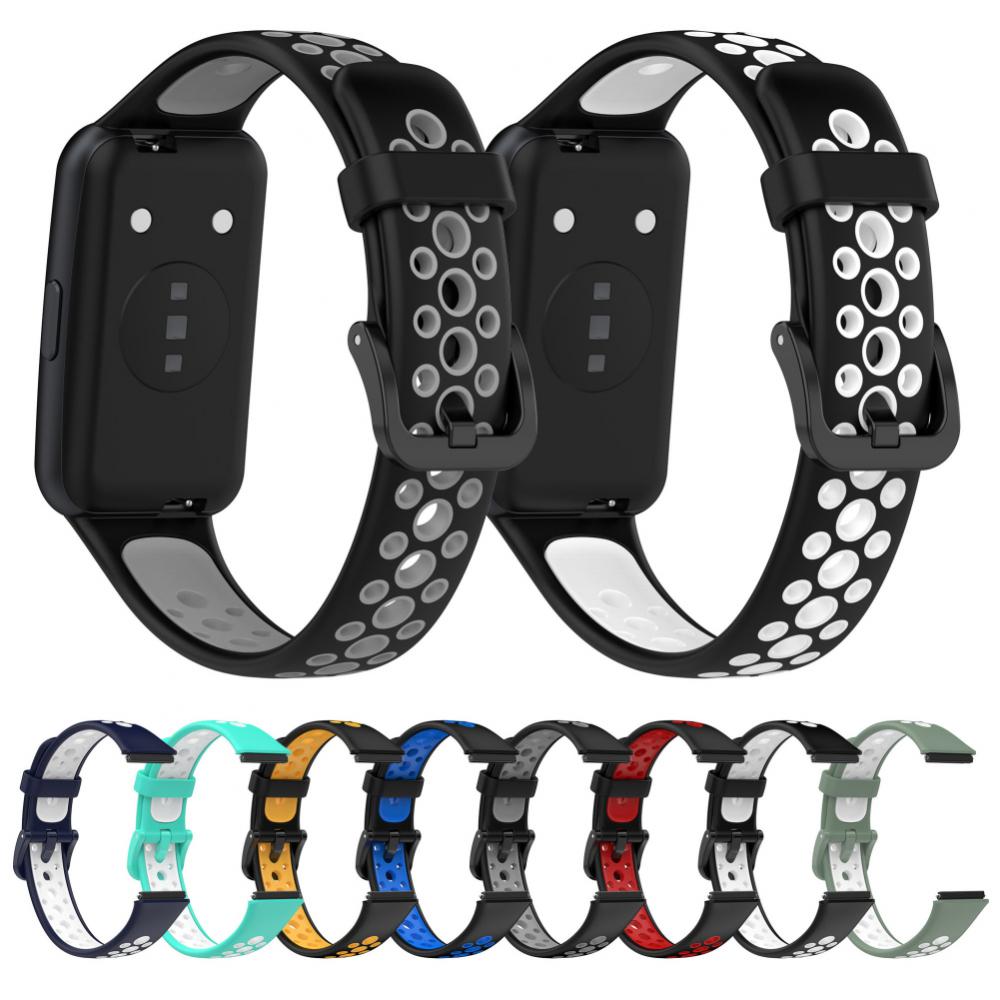 Силиконовый ремешок для часов для Huawei Band 7, двухцветный дышащий сменный ремешок, ремешок для часов, браслет для Huawei Band 7, ремешок для часов