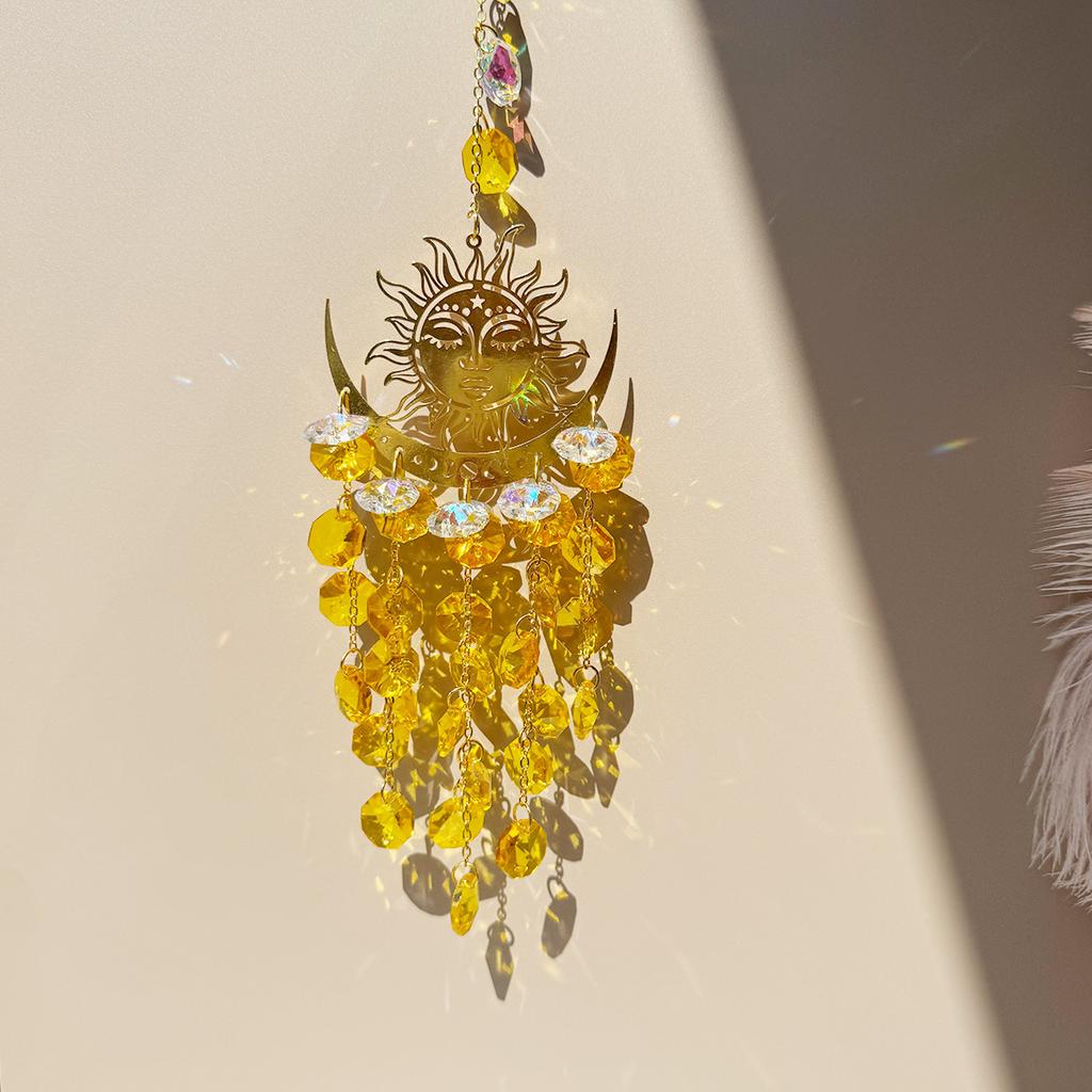 1 шт. Ловец света с кристаллами для лица и луны, Кристальная призма-шар, Подвесное украшение для дома и улицы, Украшение для двора