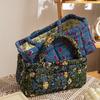 Корзина для хранения с цветочным узором Женская Большая Вместимость Тканевая Милая Корзина для Белья С Ручками для Удобной Переноски Корзины Дорожная Сумка-Тоут
