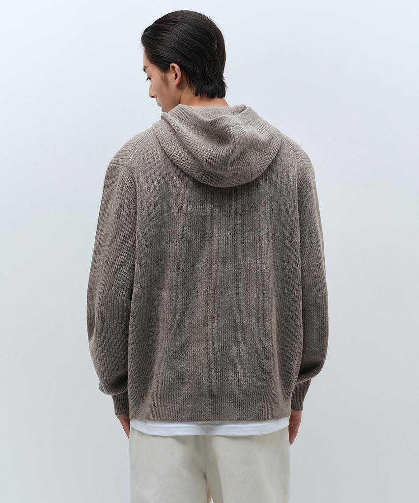 MUSINSA STANDARD [Victoria Wool] Ribbed Hooded Knit [Taupe]