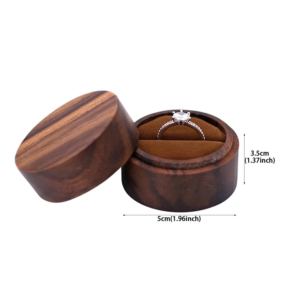 Дизайн круглого окна Кольцо из массива черного ореха Элегантная упаковка Роскошное ощущение День свадьбы Круглый держатель для помолвочного кольца