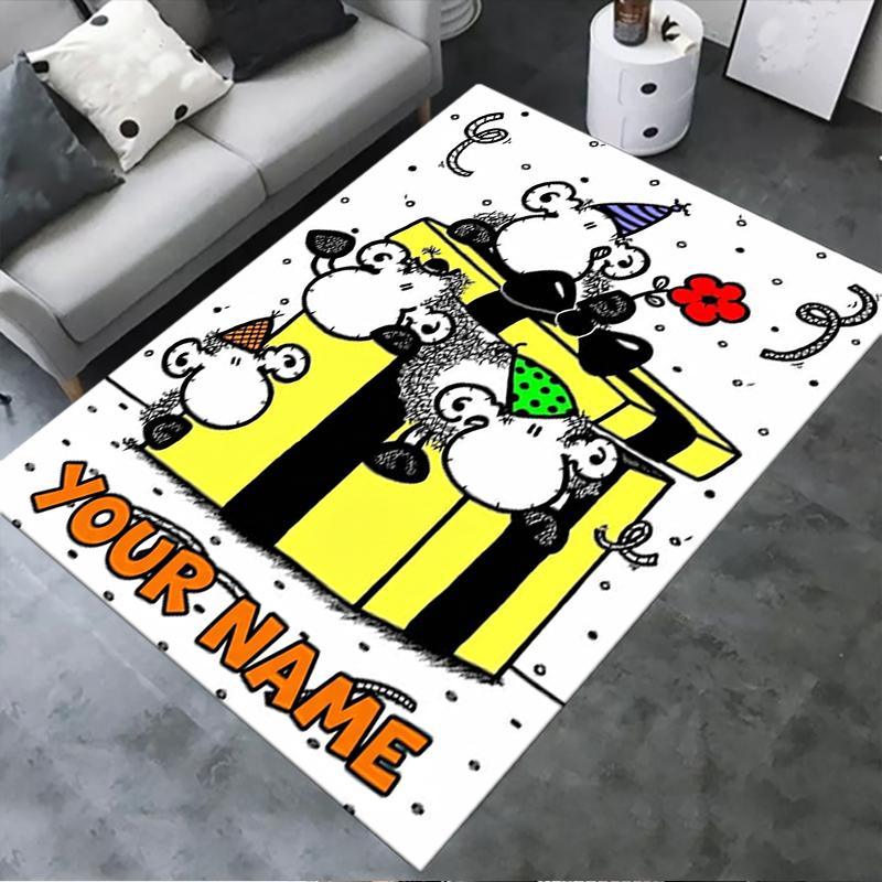 Custom Name sheepworld Carpet Rug for Living Room Bedroom Home Sofa Decoration,Kids play Non-slip Floor Mat