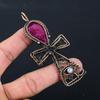 Лабораторные ювелирные изделия с рубином и драгоценными камнями, кулон Анк ручной работы, обернутый чистой медной проволокой