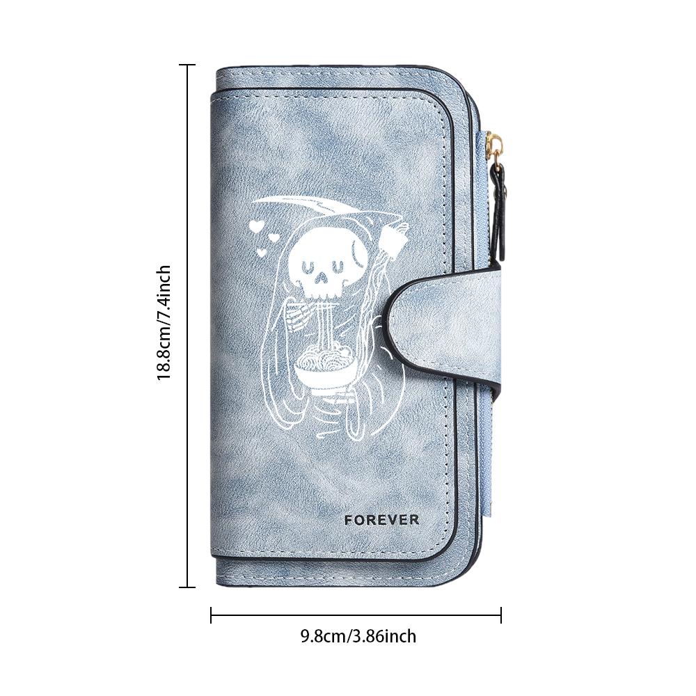 Grim Reaper Pattern Long Wallet Casual Portable Card Holder Fashion Daily Purse