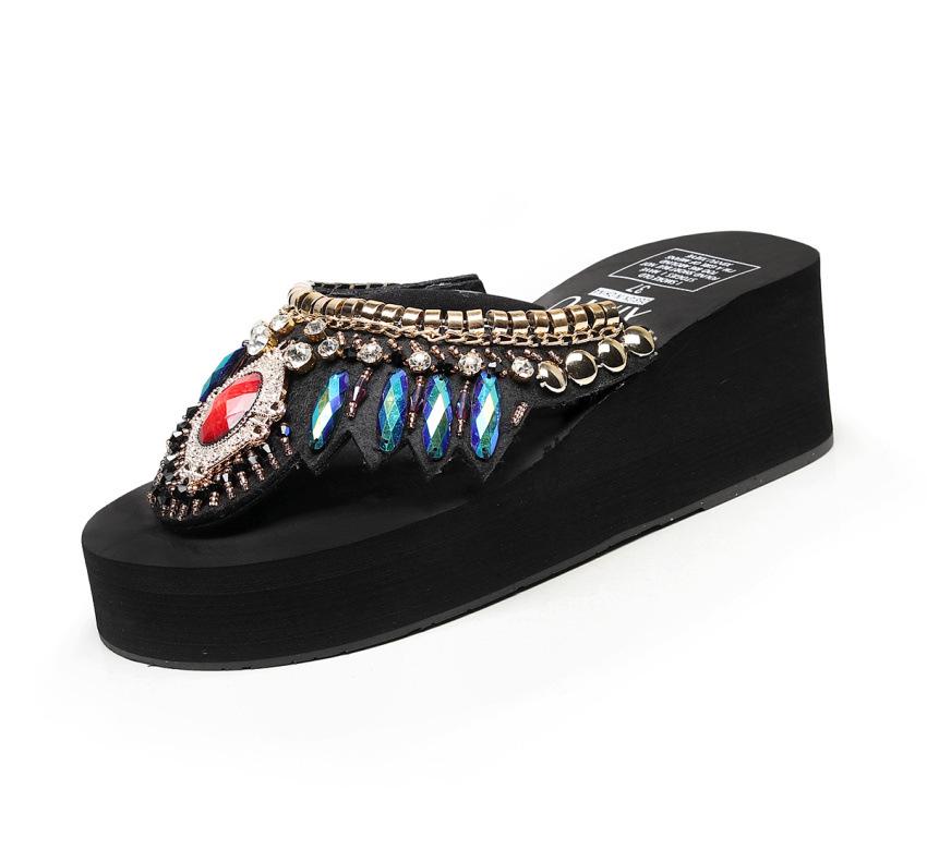 Women's Fashionable Thick-Soled High Heel Wedge Flip Flops - 2019 Korean Style Beach Shoes