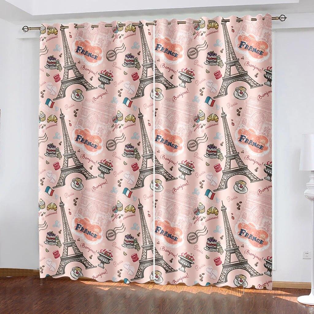 Beautiful Scenery 3D Printing Curtains Circular Flower Type Bedroom Living Room Shading Metal Eyelet Curtains