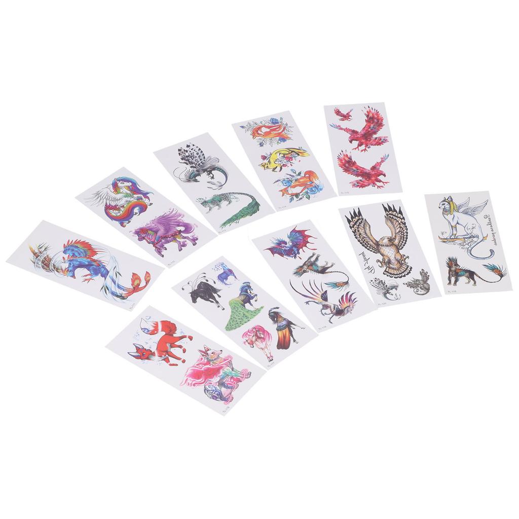 Набор из 10 шт. временных тату-наклеек с животными для макияжа тела, водостойкие наклейки для женщин