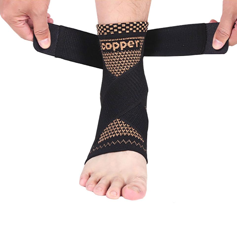 1Pcs Copper Ion Ankle Brace Adjustable Knitted Ankle Brace Compression Strap Fitness Cycling Running Copper Fiber Ankle Brace