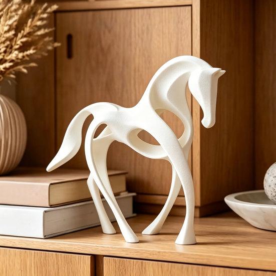 Украшение для офисного стола, 3D-печатная абстрактная статуэтка лошади, минималистичная полая белая фигурка для матового декора, фигурка животного, украшение для дома