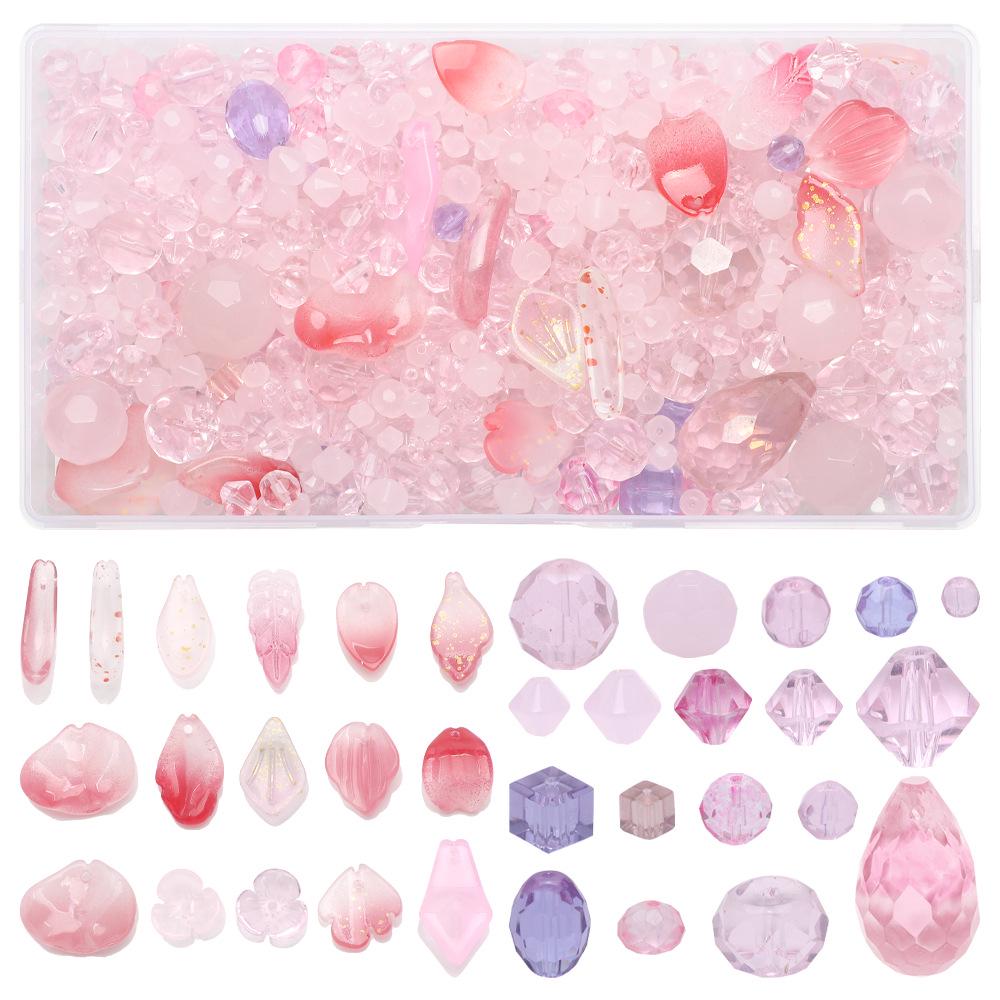 Красочный кулон из круглых стеклянных бусин в форме лепестка с маленьким листиком, набор для DIY