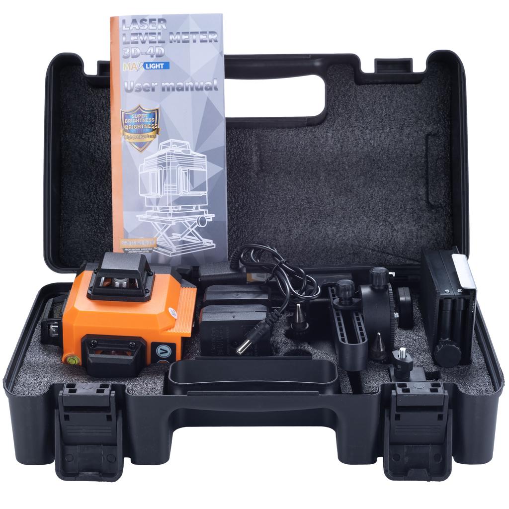 Rosfix Poziomica Laserowa Orange Tiger ROT16L – 16 Linii Laserowych | Zielona Tarcza i Okulary Ochronne | Statyw 43–120 cm