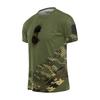 Men Tactical Crew Neck Loose Fit Breathable Outdoor Quick Dry T Shirt with Camouflage Print and Hook Loop Patch Design