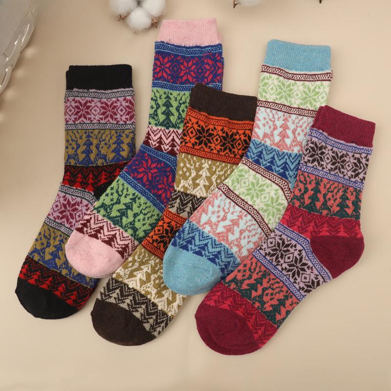 5pcs Women Wool Cashmere Lady Thick Winter Socks Warm Soft Solid Casual Socks