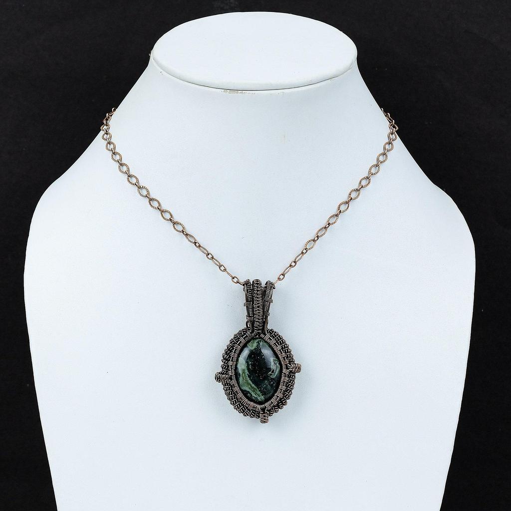 Подвеска из камбабского яшма, обернутая медной проволокой, ручная работа, бохо-украшение, подвеска из драгоценного камня высшего качества, красивая медная бижутерия, подарок для нее