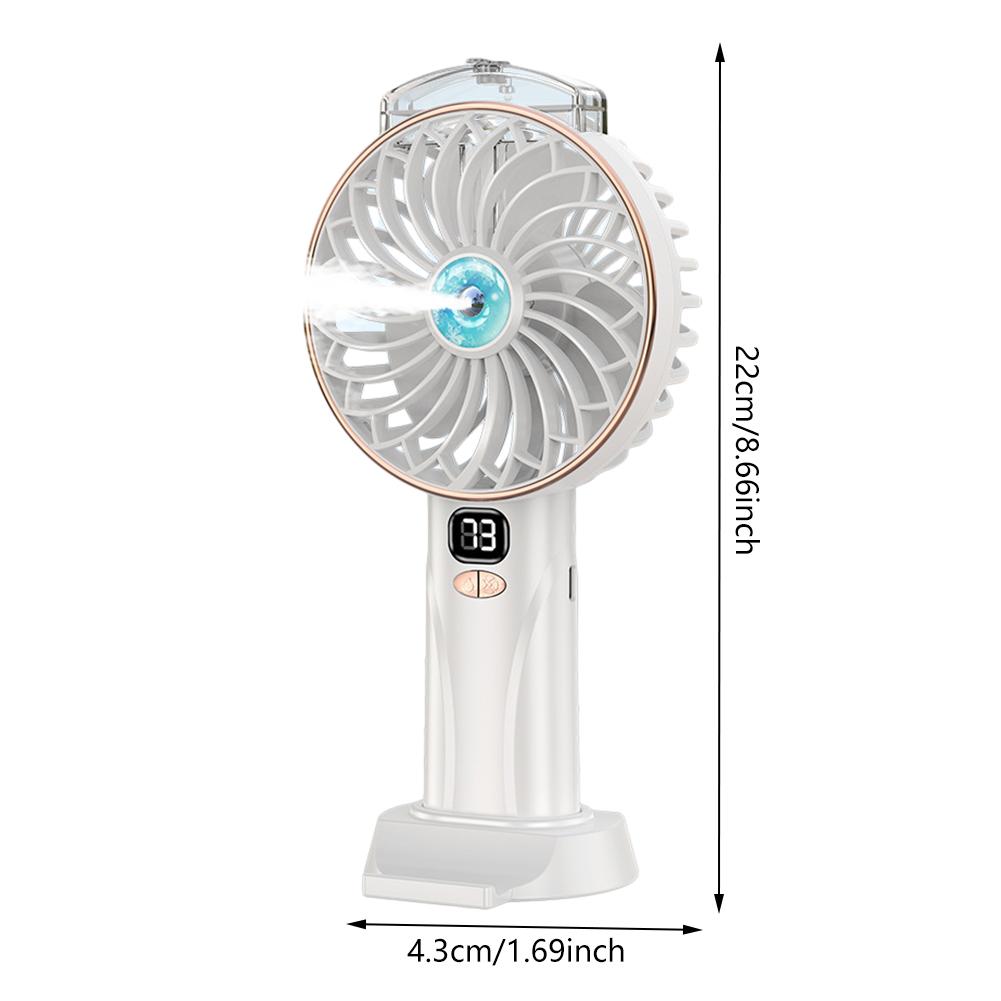 Digital Display Cooling Electric Fan USB Rechargeable Spray Handheld Fan 4000mAh Small Humidifying Fan for Travel Office Outdoor