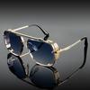 Vintage Metal Double Bridge Fashion Glasses, Stainless Steel Frame, Retro Eyewear for Daily Leisure