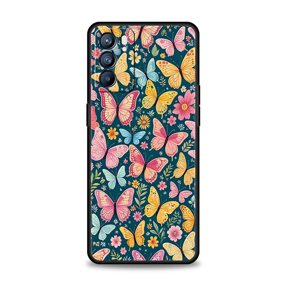 Butterfly Design Phone Case For Oppo Reno 13 12 11 10 7 F Find X5 X6 A98 A80 A79 A78 A57 A54 A31 A17 Pro 5G Soft TPU Cover Capas