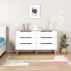 Комод с 6 ящиками - ДСП - Декор под дуб и белый - Современный - Д 154 x Г 42 x В 86 см