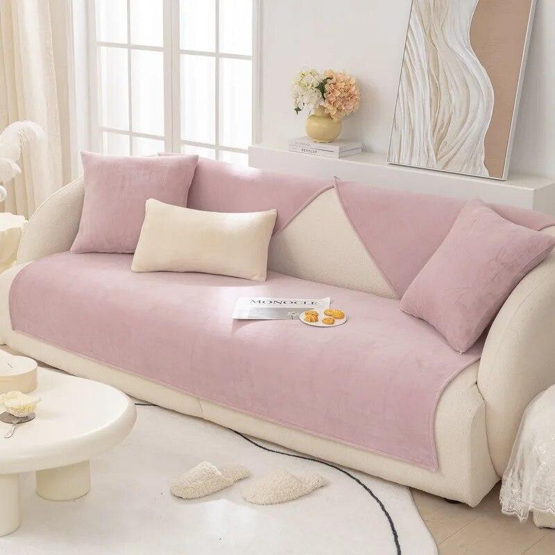 Мягкий стеганый плюшевый бархатный секционный чехол для дивана, толстый нескользящий диван-полотенце, однотонный короткий плюшевый чехол для дивана для гостиной