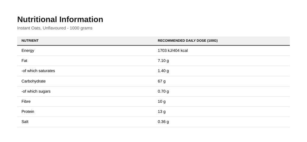 Instant Oats, Unflavoured - 1000 grams