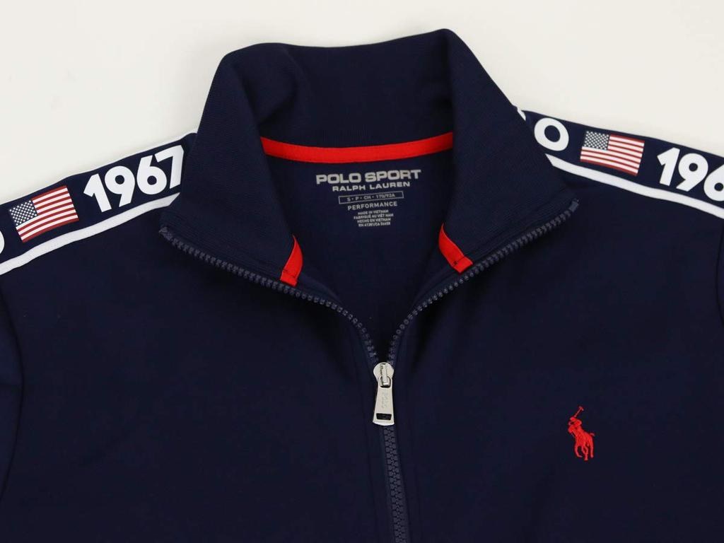 Спортивная куртка из джерси POLO Ralph Lauren с вышивкой POLO в одной точке на молнии по всей длине, SPORT, 0102823-L-NAVY [Б/У]