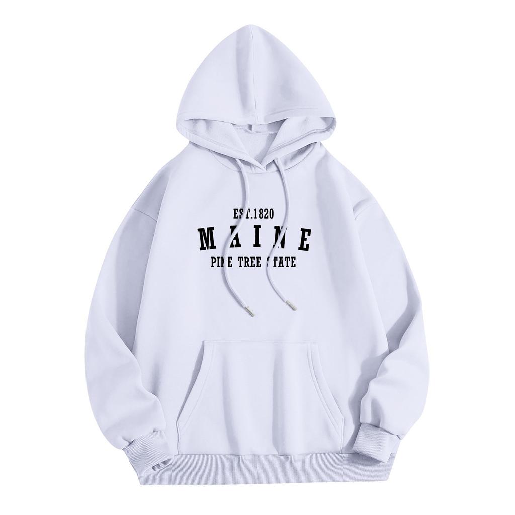 Женская мода O-образный вырез с длинным рукавом и принтом, толстовка с капюшоном