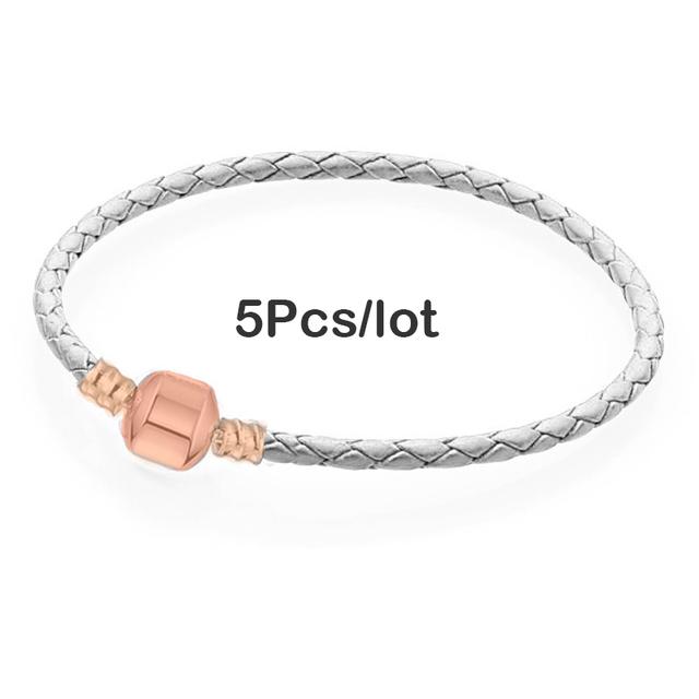 5pcs /Lot Sale Popular Charm Bracelets Diy Elegant Leather Chain Charms Bracelets Bangles For Women Jewelry Gift
