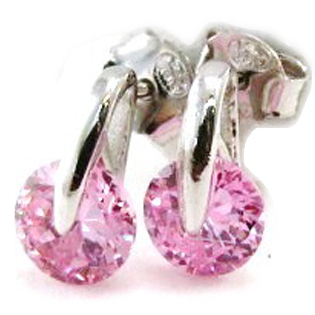 Les Trésors De Lily [I9842] - Серебряно-розовые серебряные серьги с кристаллами (родиевое покрытие) - 10x6 мм
