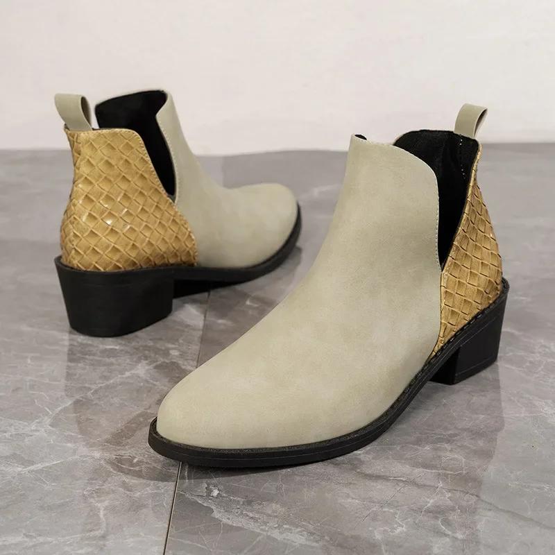 Женские ботильоны, новые осенние замшевые ботинки челси, женские модные ботинки на платформе, ботильоны на каблуке с боковой молнией, Botas De Mujer