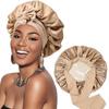 Women's Reversible Double-Layer Satin Nightcap with Ribbon - High Elasticity Round Hat for Hair Protection
