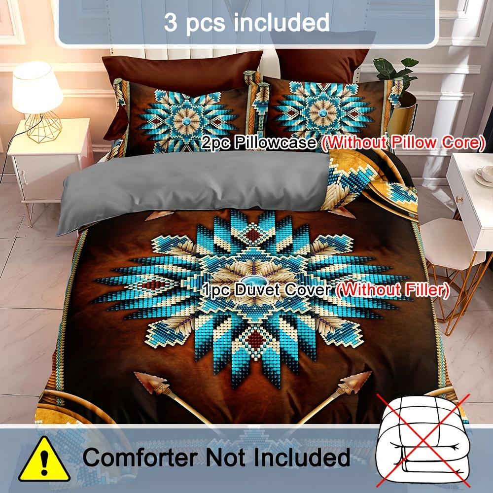 Западный коричневый комплект пододеяльника - Дышащее, всесезонное постельное белье с застежкой-молнией, машинная стирка - 1 пододеяльник и 2 наволочки