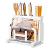 OUXEE Cutting Board Knife Pot Lid Chopstick Stand Multifunctional Kitchen Storage Rack with Draining Space X 16 X White Stand, Holder, Stand, - Tray,