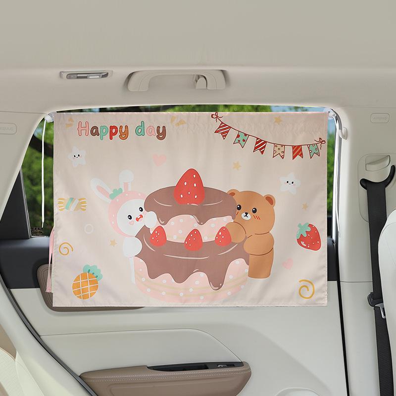 Автомобильные мультяшные шторы Универсальные присоски Типа автомобильные солнцезащитные шторы для боковых окон Защита от солнца Теплоизоляция Боковые солнцезащитные шторы для окон