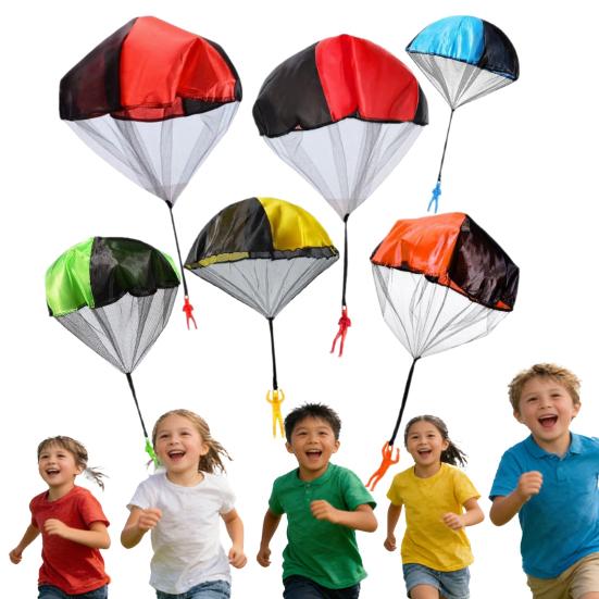 3 шт. Игрушка-парашют для детей, игрушки для двора на открытом воздухе, способствует активной игре, возраст 3+, нейлоновый мини-парашют без запутывания для групповых игр, вечеринок по случаю дня рождения