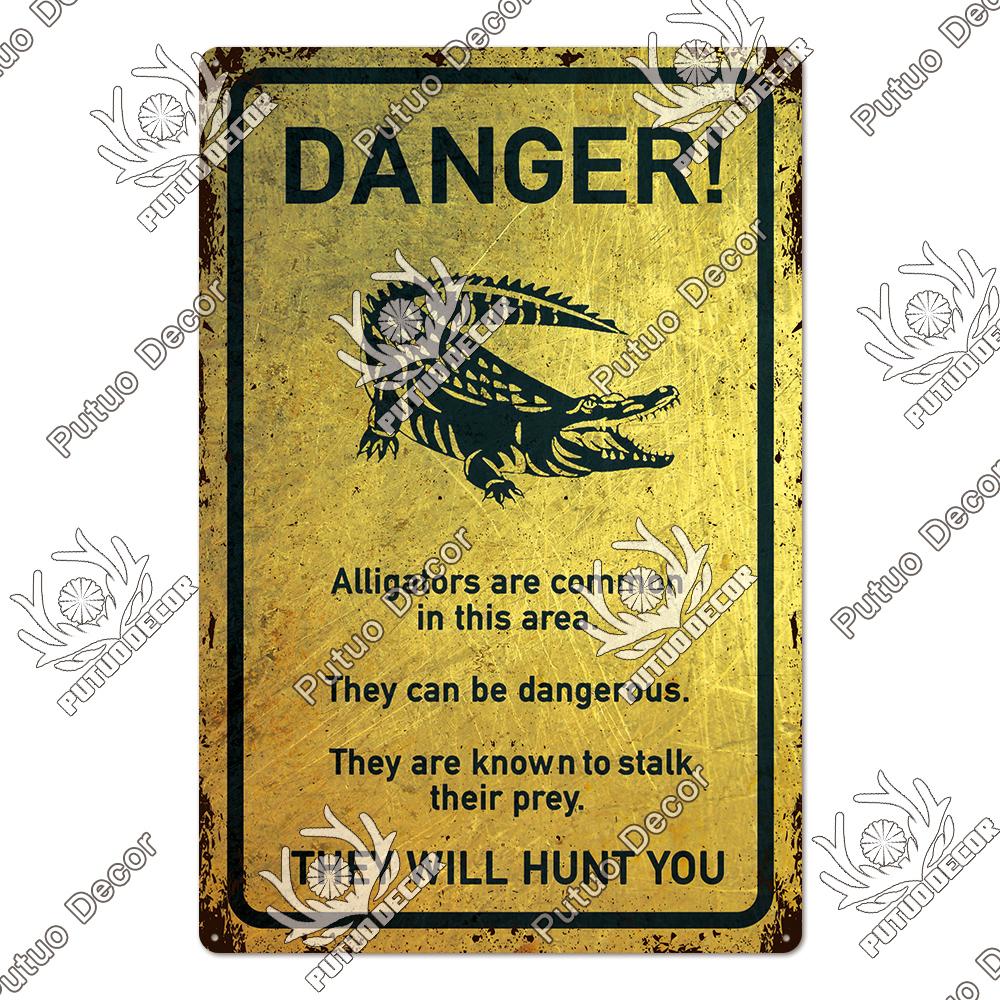 Putuo Decor Warning Vintage Metal Sign Plaque Metal Retro Tin Sign for Bar Club Park Backyard Home Man Cave Wall Decor