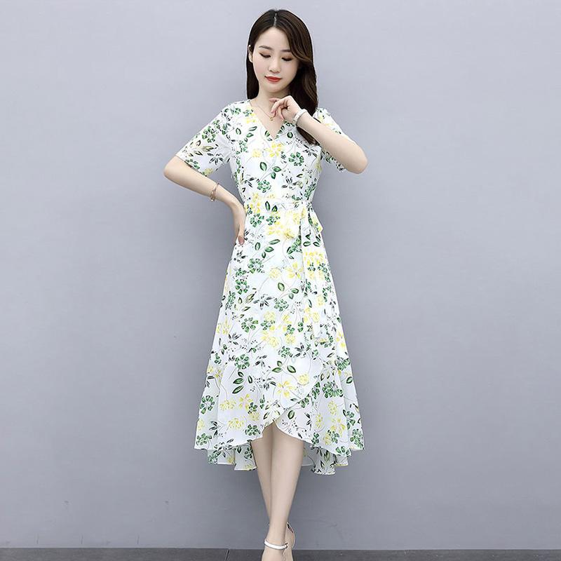 Шифоновое платье, женственное темпераментное, элегантное, с тонкой талией, длинное платье с французским цветочным принтом, может быть на шнуровке, утягивающее тонкое женское шифоновое платье