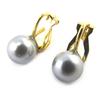 [M7043] - Gray 'Pearl' Gold Plated Clips - 8 Mm