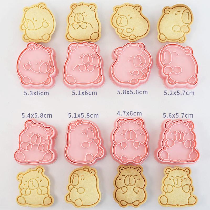 8Pcs/Set Cat Cookie Cutters Plastic 3D Cartoon Pressable Biscuit Mold Cookie Stamp Kitchen Baking Pastry Bakeware Tool