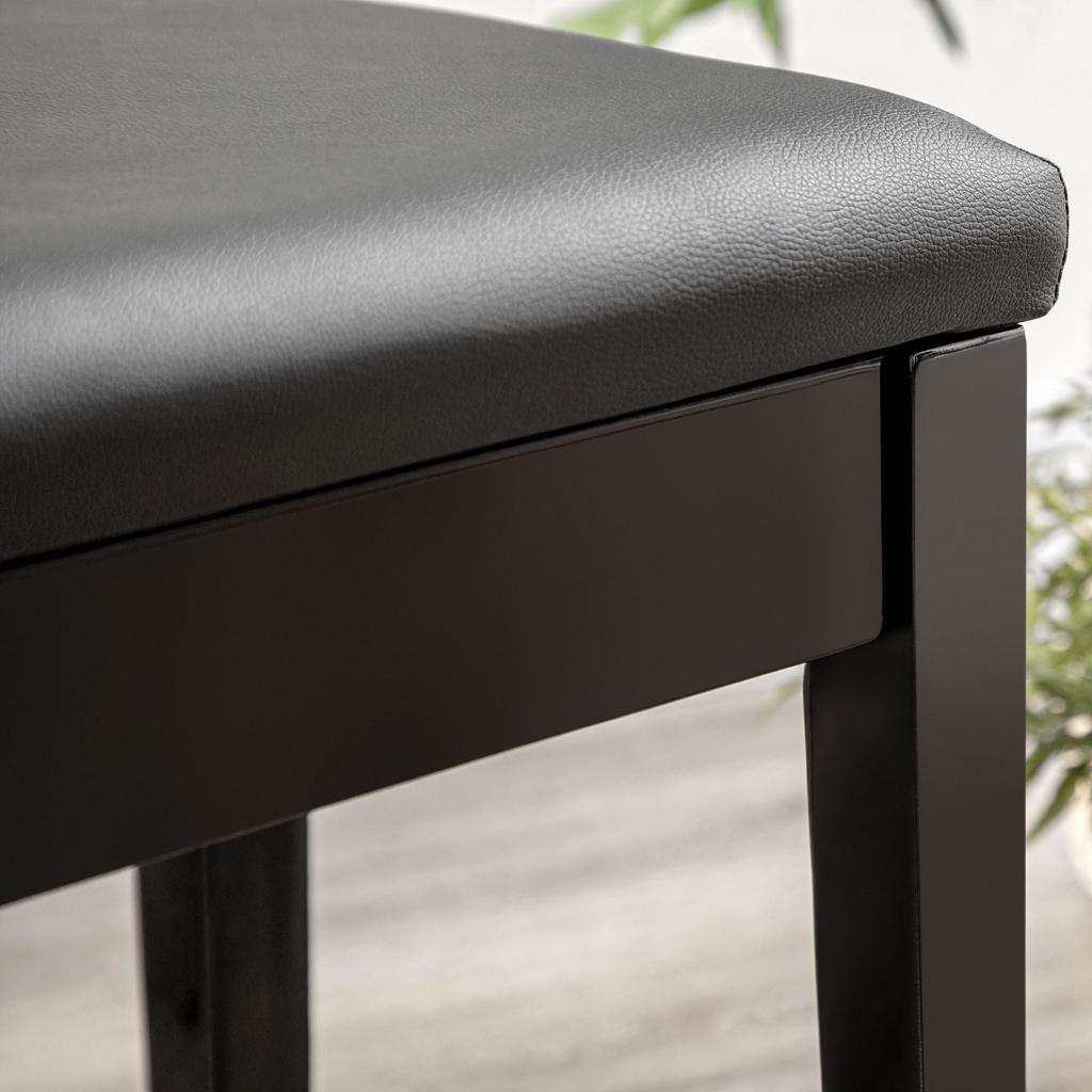 Piano Bench One Person Padded Wooden Legs Black