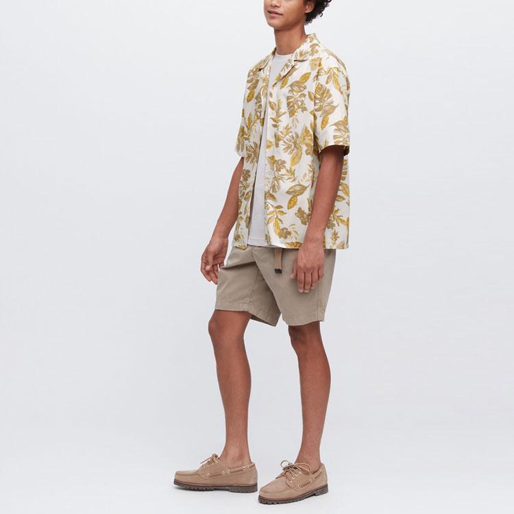 Uniqlo SS23 Пуловер с принтом листьев Рубашка с коротким рукавом Мужские рубашки 458352-01