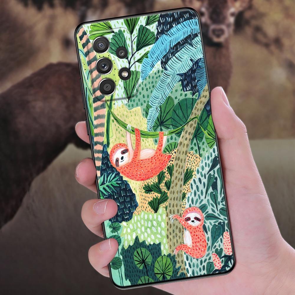 Иллюстрация джунглей Змея Кошки Ленивец Чехол для телефона для Samsung Galaxy A57 A56 A37 A55 A36 A26 A54 A52 A35 A34 A25 A17 A16 A07 Чехол