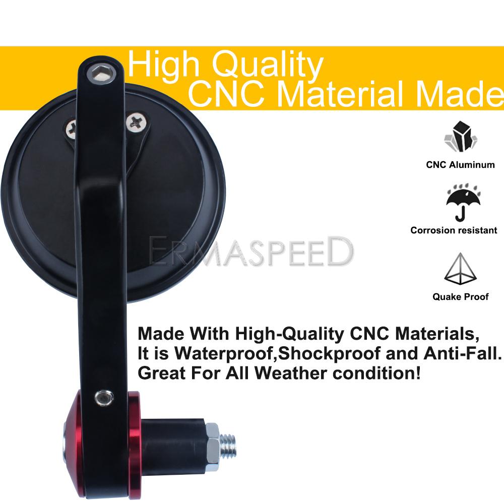 Алюминиевые 7/8 "22 мм мотоциклетные зеркала заднего вида с поворотной ручкой на 360°, сторона заднего вида