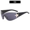 Oversized Rimless Goggle Punk Wrap Around Y2K Sunglasses for Women Men Shades Sports Sun Glasses