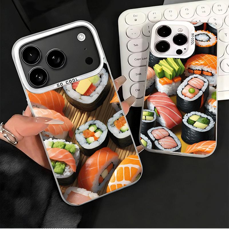 Вкусный Суши Бенто Ударопрочный Чехол для Телефона для iPhone 17 Air 16 16E 15 Pro Max 14 Plus 13 Mini 12 Задняя Крышка Анти-Падение Fundas