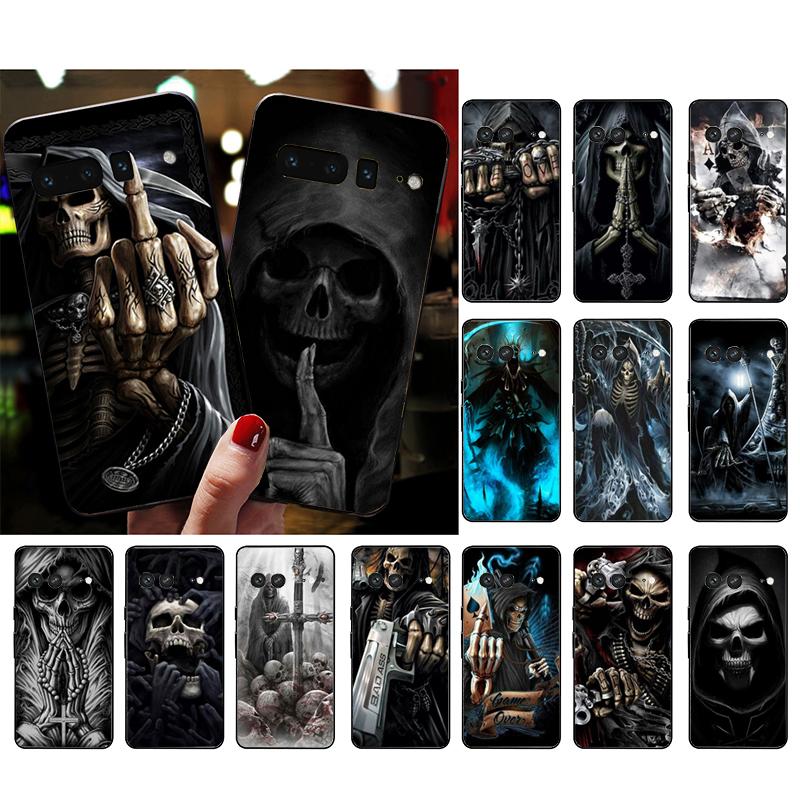 Phone Case For Google Pixel 10 9 Pro XL 9A 8 7 6 Pro Pixel 8A 7A 6A Pixel 8 7 6 5 Grim reaper skull skeleton