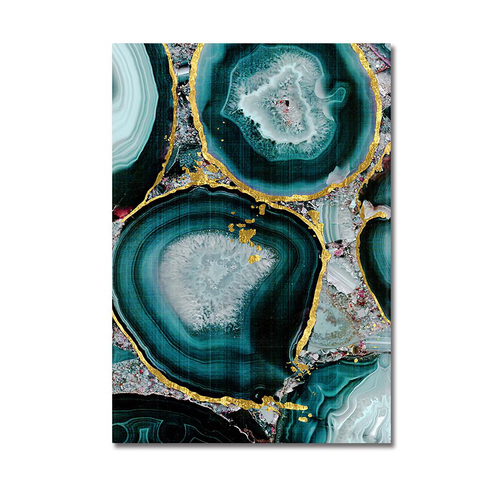 Скандинавская абстрактная зеленая мраморная текстура, настенная живопись на холсте, современная золотая фольга, постер с принтом, картина для украшения гостиной