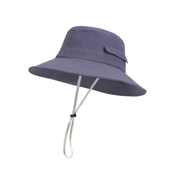 Fisherman Hat Wide Brim Adjustable Drawstring Windproof Buckle Bucket Hat Outdoor Travel Hiking