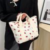 Corduroy Printed Tote Bag Versatile Ladies Strawberry Printed Handbag Large Capacity Handbag Bag