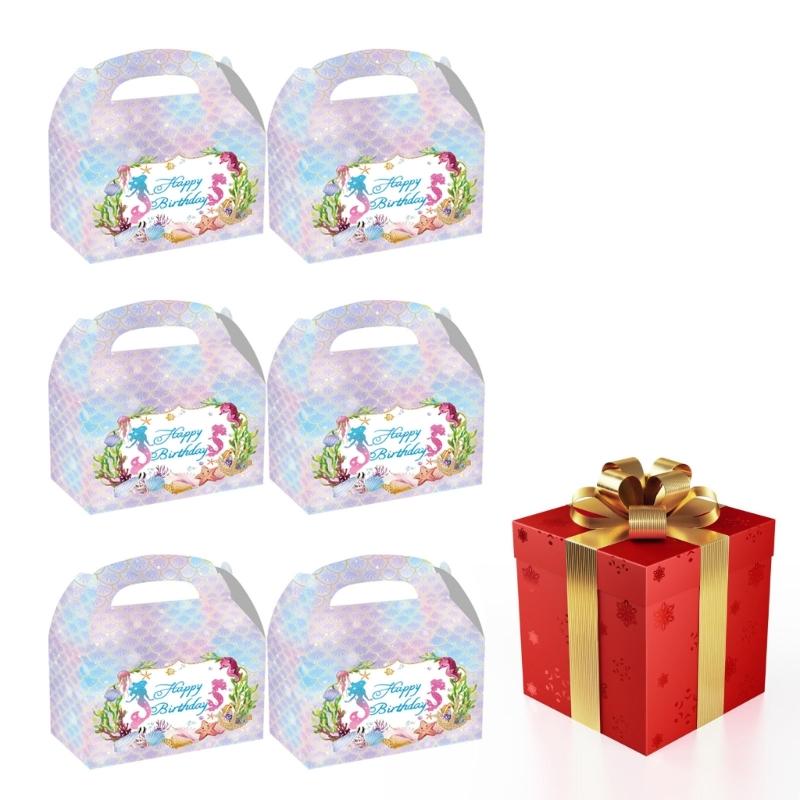 Mermaids Dinnerwares Set for Ocean Themed Party Birthday Gift Boxes and Bags Flag Banners Cake Insert and Hanging Swirls
