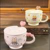 Cartoon Bear Coffee Cup High Value Mug with Cover Spoon Pink Rabbit Ceramic Cup Couple Cup